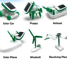 6 в 1 робот, работающий от солнечной энергии комплект DIY собрать гаджет самолет лодка автомобиль Поезд Модель научный подарок игрушки для мальчика Дети