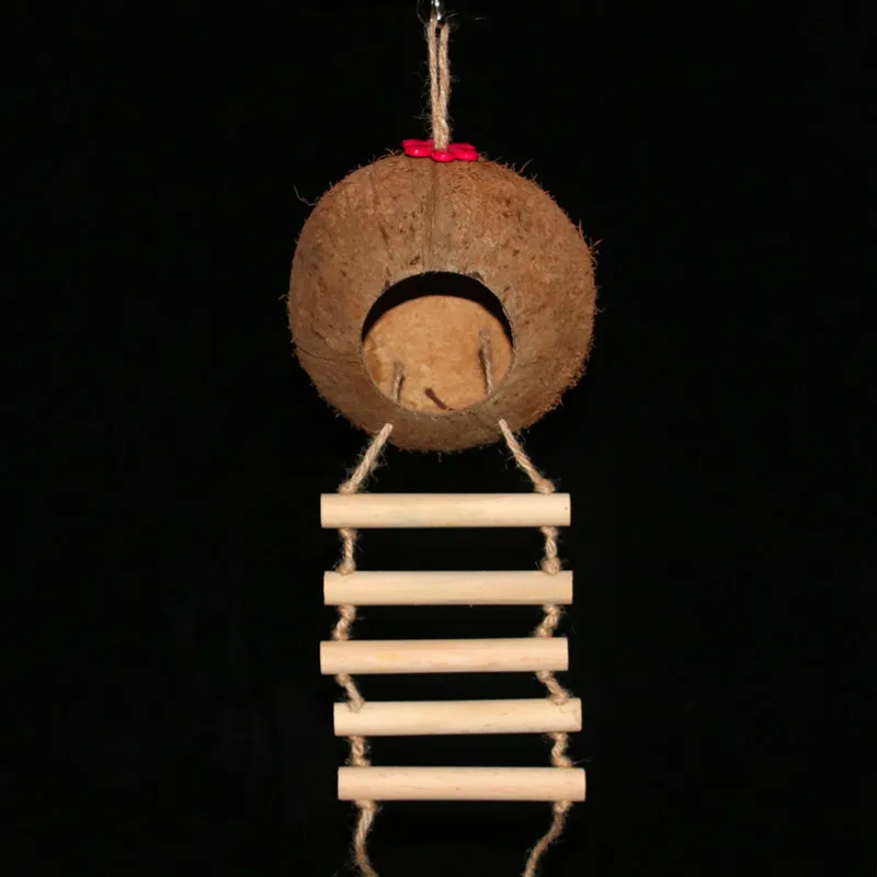 

Bird Supplies Parrot Coconut Shell Bird Nest House Hut Cage Feeder Pet Parrot Bird Hamster Squirrel Breeding Nest Ladder Lanyard
