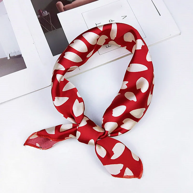 

New Square Scarf Hair Tie Band For Business Party Women Elegant Small Vintage Skinny Retro Head Neck Silk Satin Scarf