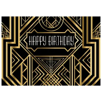 

7*5ft Photography Backdrops Happy Birthday Adults children party gold banner photo studio booth background Gold+Black
