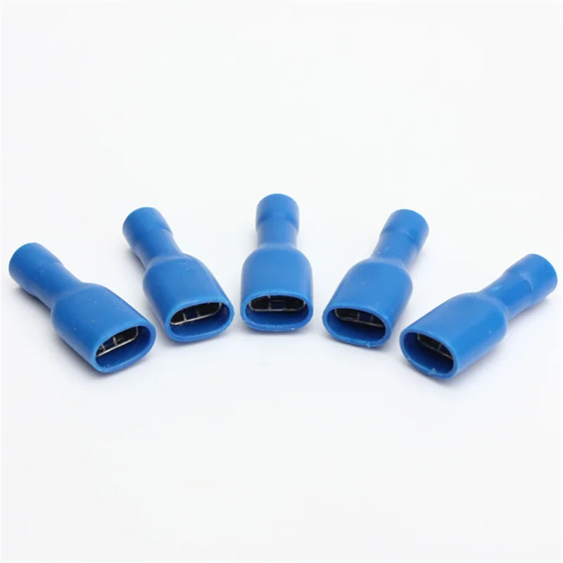 

100Pcs 6.3mm Female Insulated Spade Crimp Wire Connector Terminal For 0.5-2.5mm Electrical Wire Cable Connection