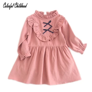 

Adorable little girls romper Spring new infant newborn bebe vestidos long sleeve corduroy kids dresses for girls party costumes