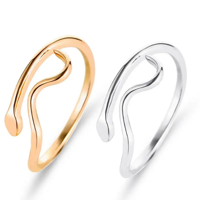 Simple Personality Water Ripple Opening Ring Fashion Couple Sisters Gold Silver Two Colors Wild Atmosphere | Украшения и
