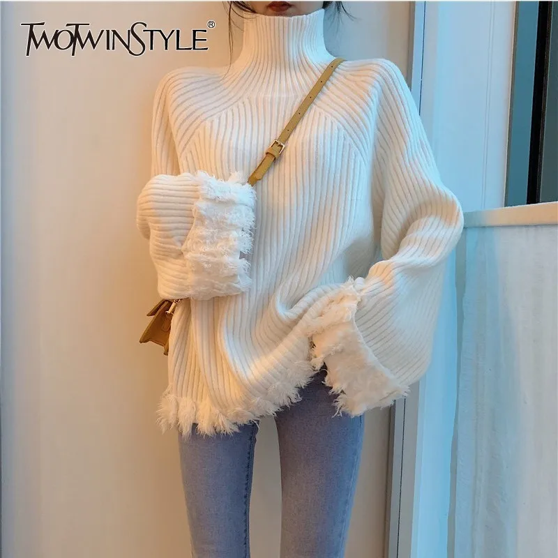 TWOTWINSTYLE Korean Pullover Tops Female Long Sleeve