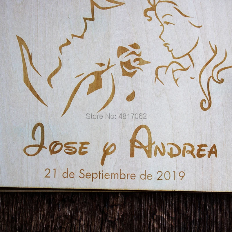 Beauty And The Beast Wedding Guest Book Alternative Rustic Fairy Tale Decor Wooden Guestbook Wedding Album Gift message book wooden photo album