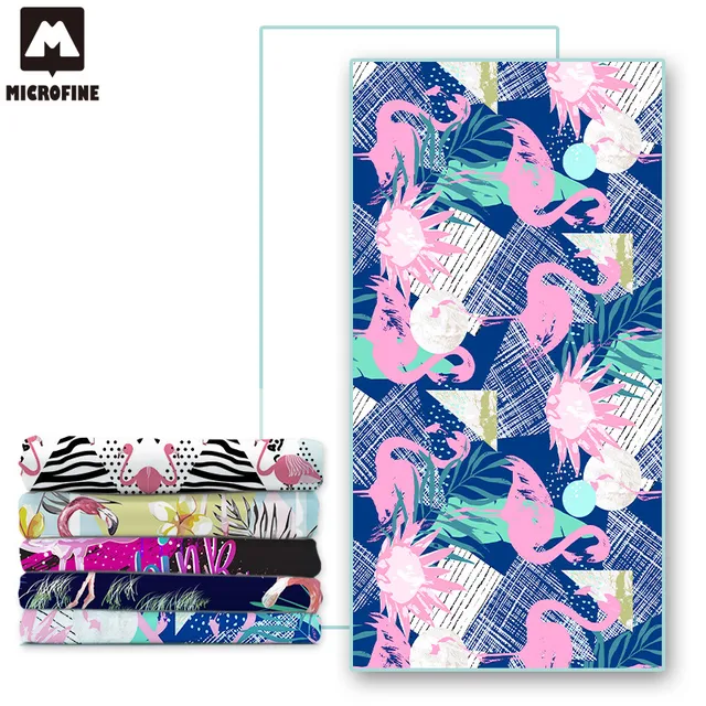 Microfine Flamingo Beach Towel Microfiber Adults Gym Sport Towel Robe Yoga Mat Large Cartoon Animal Outdoor Blanket For kid 2018