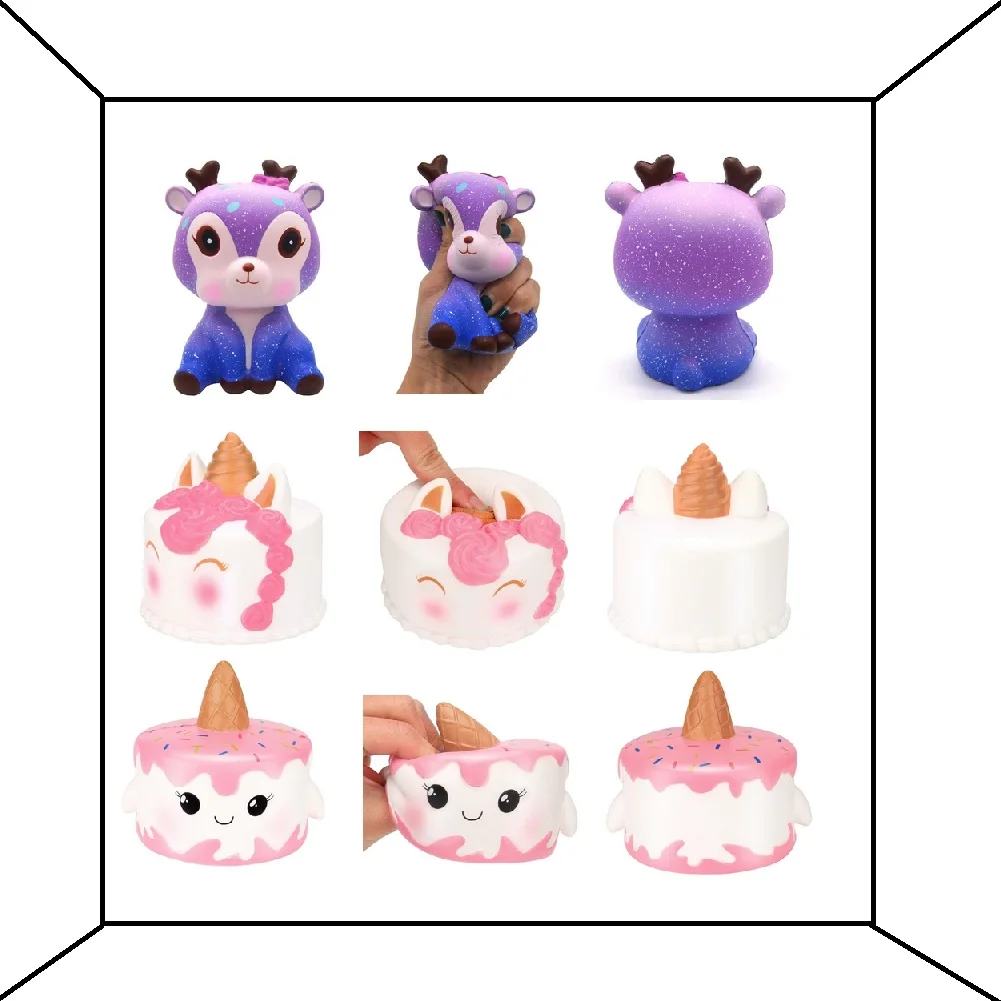 

10PCS Squishies Slow Rising Squishy Squeeze Toy Cartoon Unicorn Cake Stress Reliever Gift Children Adult