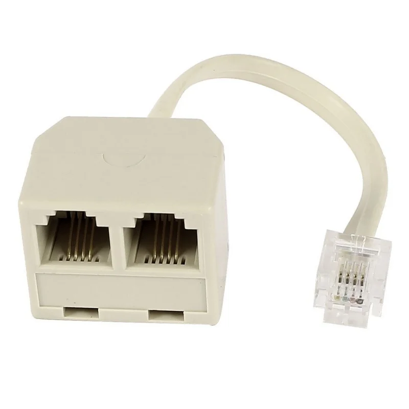 

RJ 11 6P 4 C Connector ,2 X Jack Port M / F Splitter Phone Adapter Cable Beige