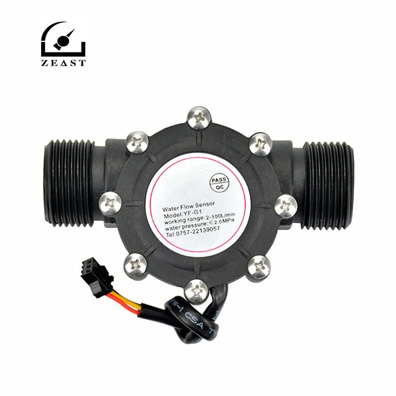 

YF-S201 Flow Meter/4 points G1/2 Interface Hall Flowmeter Water Flow Sensor