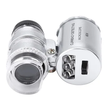 

New Pocket Microscope Magnifier LED UV Jewellery Glass 60x Magnifier Jeweller Loupe Printing Industry With LED White Light