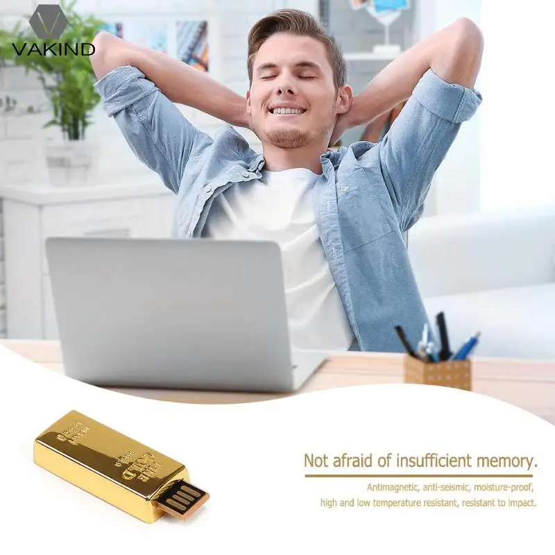 Золотой кирпич USB2.0 флэш накопитель карта памяти мобильный U диск 8/16/32/64/128 GB для