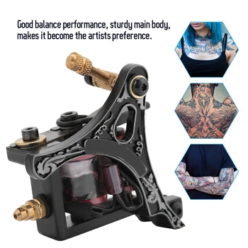 

10 Wrap Coils Retro Copper Color Professional Alloy Tattoo Machine Liner Shader Tattoo Gun permanent makeup gun machine w