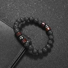 Классический вулканический камень бисерный браслет для мужчин камень ювелирные изделия модный подарок модный стиль