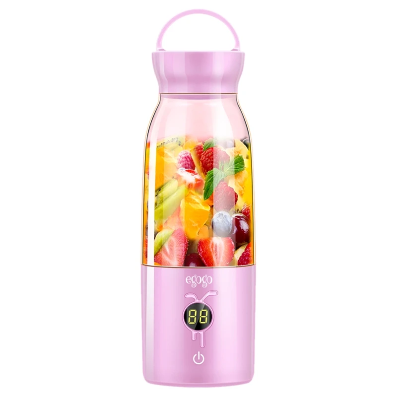 

egogo Electric Juicer Cup Mini Portable Usb Rechargeable Blender Maker Shaker Squeezers Fruit Orange Extractor 6 Leaf Blade