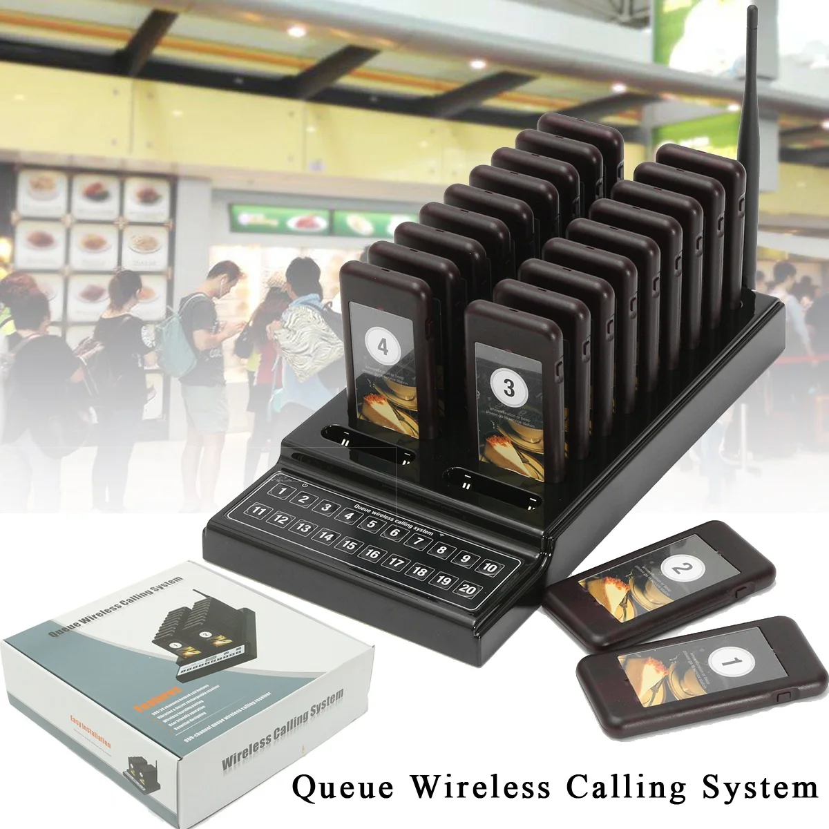 

20PCS Restaurant Co aster Pager Guest Call Wireless Paging Queuing Calling System