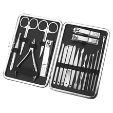 Абсолютно 18 шт./компл. комплект для стрижки ногтей из нержавеющей стали маникюрный педикюр набор для ухода за ногтями Ножницы Пинцет маникюрный инструмент с чехлом