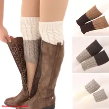 1 пара для женщин гетры трикотажные зимние носки цвет шить Топпер вязаный крючком Модные Узкие теплые длинные сапоги #05