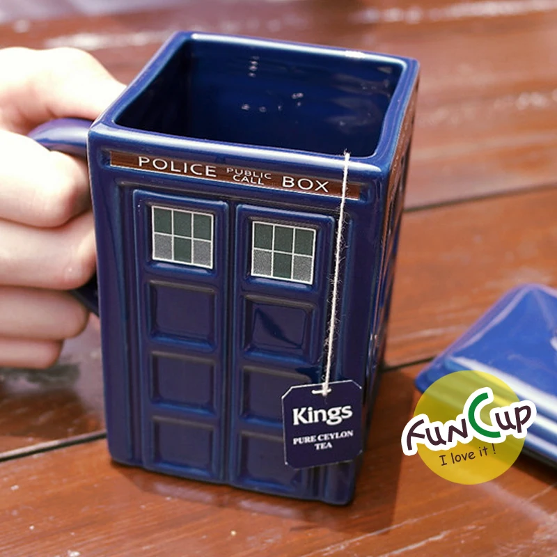 Doctor Who 17oz Tardis Figural керамическая скульптурная кофейная чайная кружка с крышкой, полицейская коробка, кружка для путешествий, новинка, подарки на день рождения