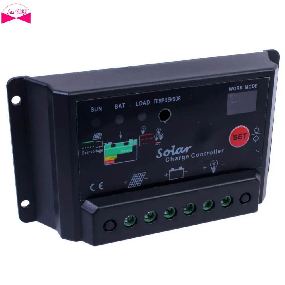 2018 черный 10A amp 12V 24V Солнечный контроллер заряда для солнечной панели батареи PV