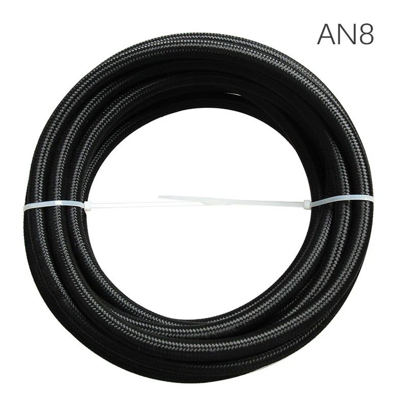

AN4 AN6 AN8 AN10 Black 3M Nylon Steel Braided Brake Gas Oil Fuel Line Hose fit for most vehicles or oil pipe and vacuum tube