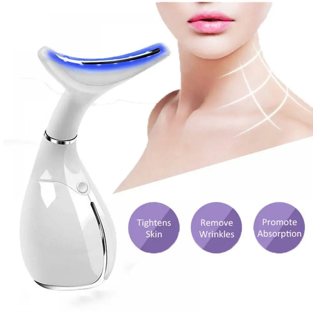 Neck Massager Vibration Wrinkles Remover Double Chin Lifting LED Photon
