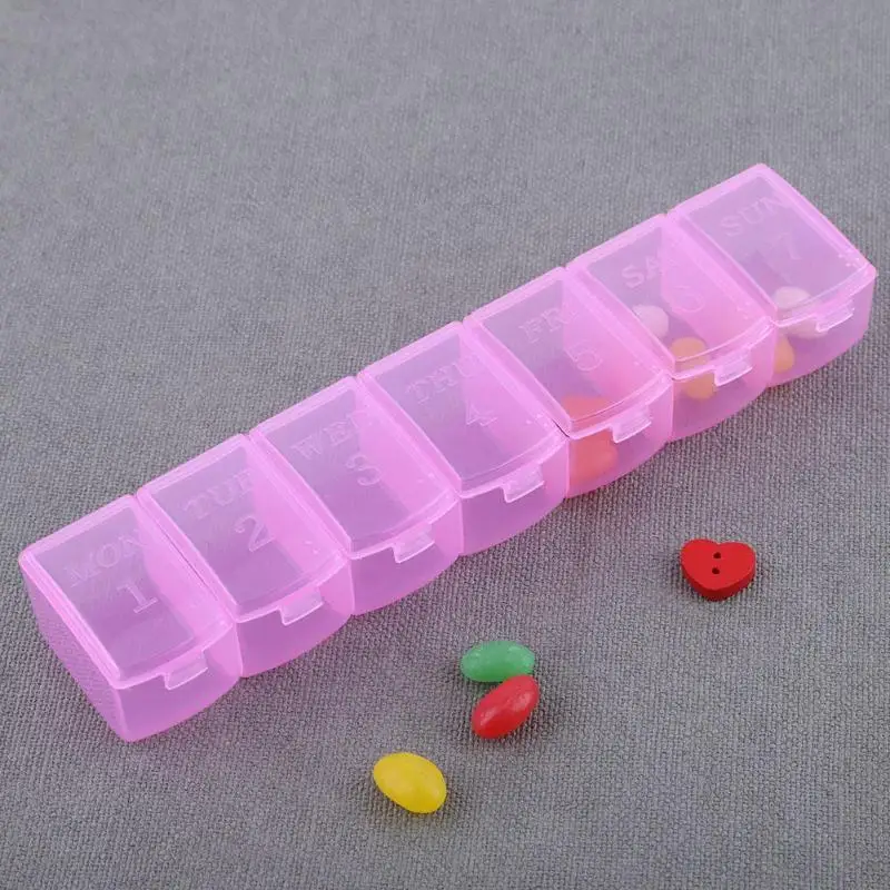 

7 Days Weekly Tablet Pill Case Portable Medicine Box Case Holder Capsules Pill Organizer Container Household for Healthy Care