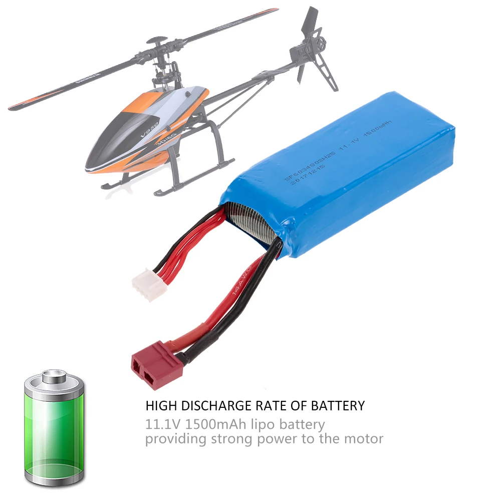 

11.1V 1500mAh Lipo Battery 10mins Flight Time for WLtoys V950 6CH Brushless RC Helicopter