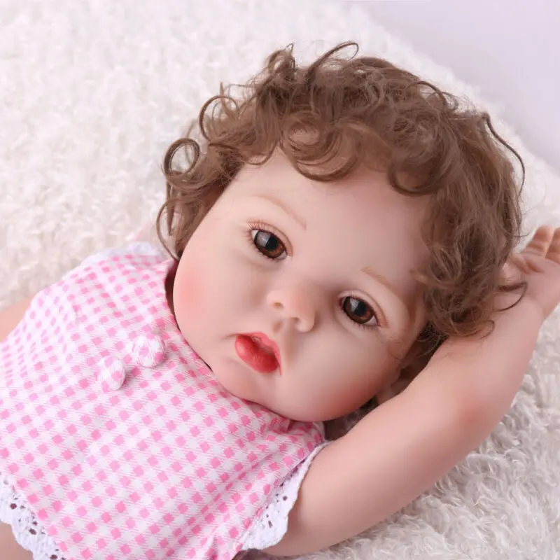 NPKDOLL Reborn Baby Doll 18 дюймов полный корпус силиконовые подарки ручной работы кукла девочка розовая одежда подарок плюшевый медведь вьющиеся волосы