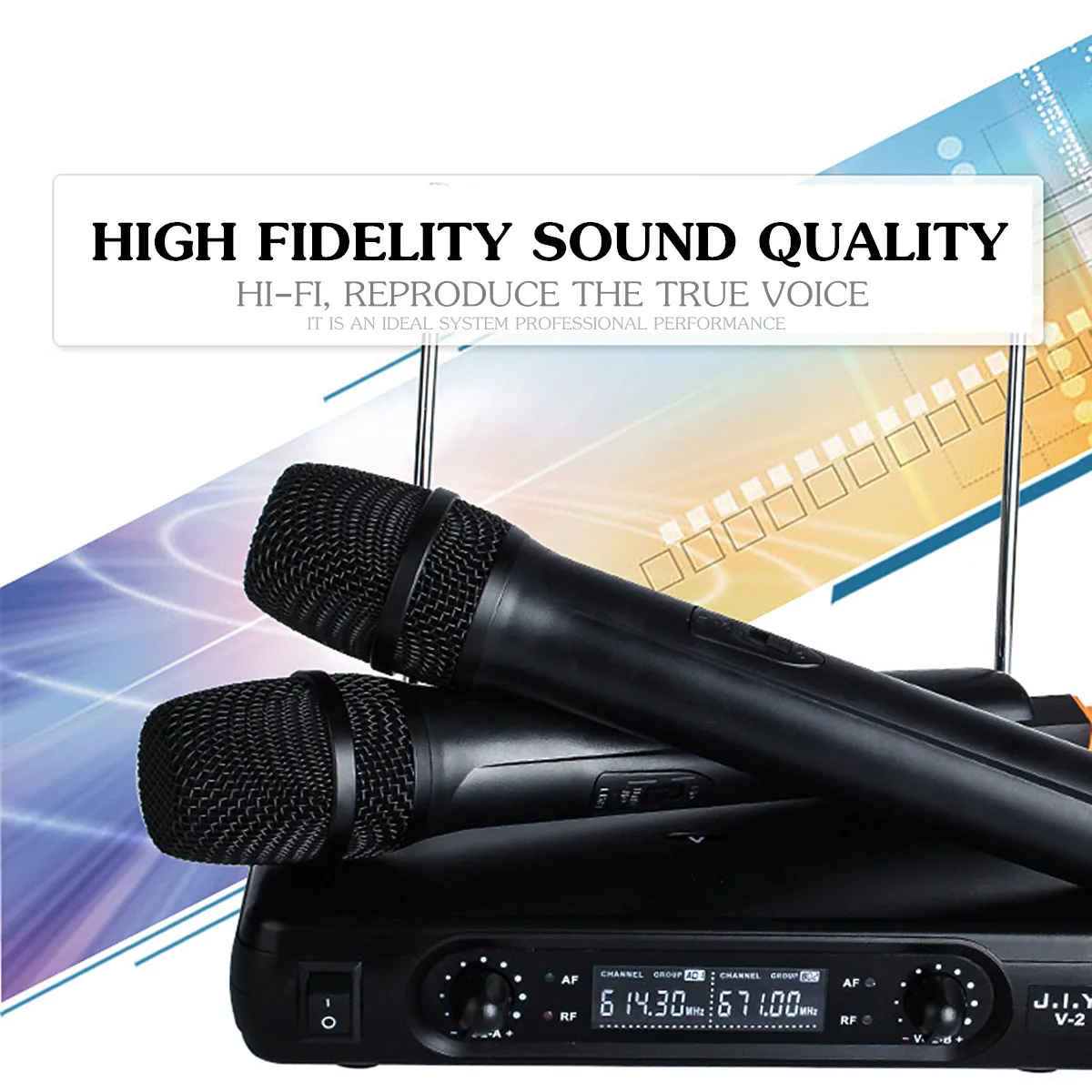 

100M True Voice Wireless Microphone SystemHigh-fidelity 2 x Microphones Reproduce Voice Compression Large Receiving Range