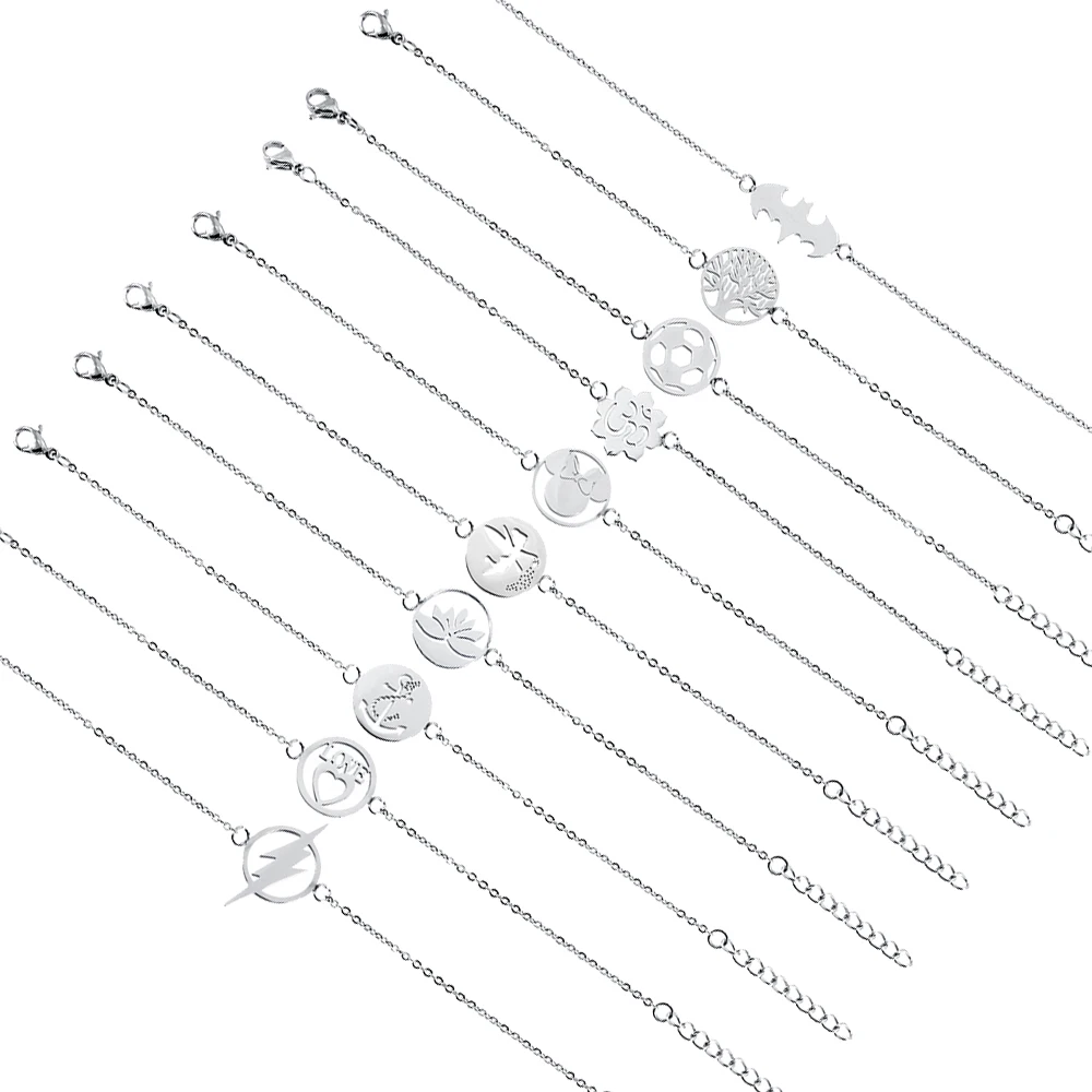 

Simple Style Stainless Steel Bracelet Charms Chain Link Tree Of Life Bracelets Women Jewelry Gift Wedding Banquet