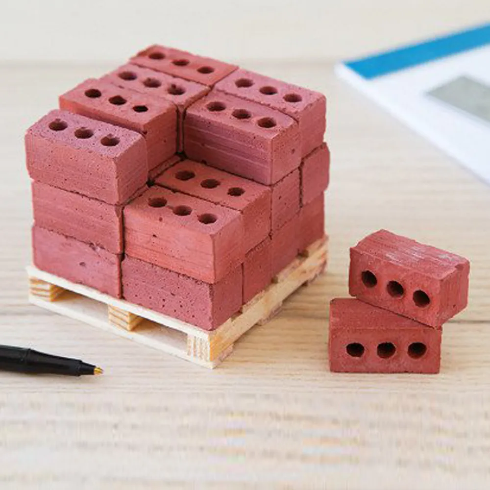 Teaching Class Wall Cement Toy New 32Pcs Mini Cement Cinder Bricks Build Your Own Tiny Wall Mini Red Bricks