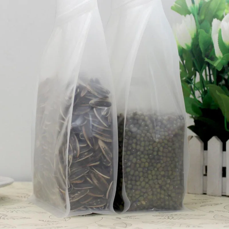 100Pcs Big Capacity Frost Food Grade Plastic Packaging Bag, Stand up