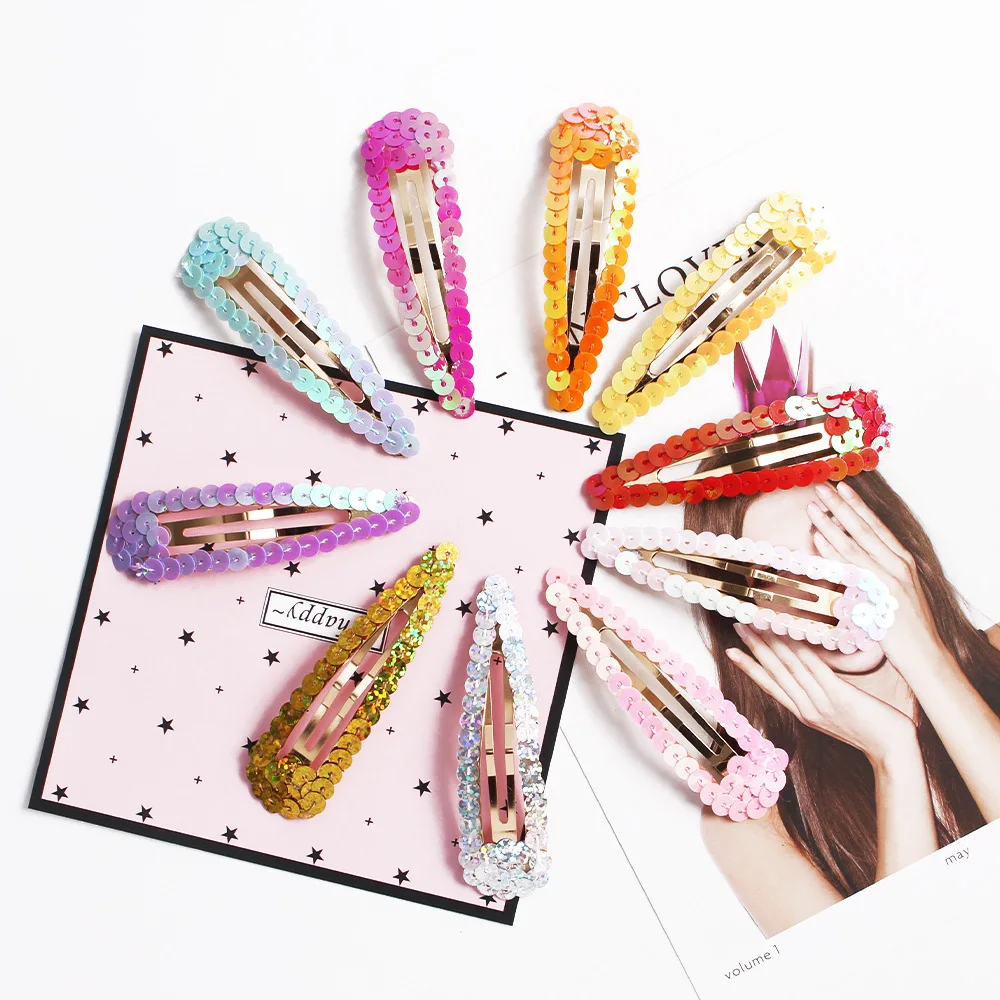 

2 PIECES Fashion Sparkle Paillette Hairpin Chic Style Water Drop Type Hairpin For Girls Rectangle Fringe Hair Clips Hair Access