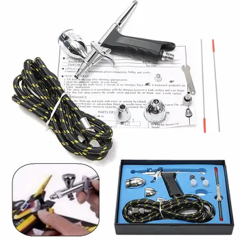 

Air Brush Kit Spray Gu n Set Temporary Tattoo Set 0.2mm/0.5mm Nozzle Comperssor Body Paint Art Spray Gu n