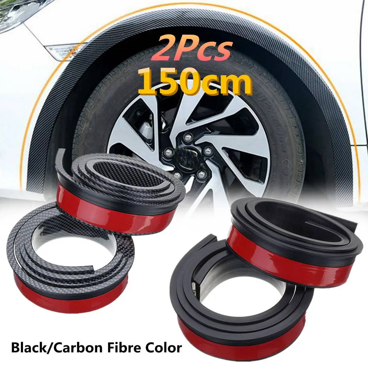 

2pcs 150cm Car -Fender Flare Extension Wheel Eyebrow Moulding Trim Protector Lip