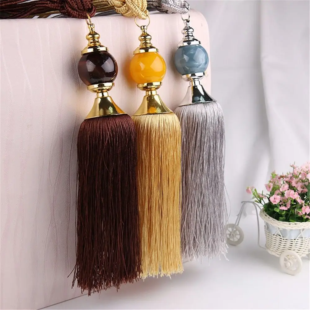 1 Pair Luxury Crystal Curtain Tie Backs Hanging Ball Rope Tassels Tie Backs Curtain Accessories