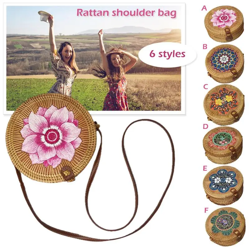 النساء أزياء اليدوية الروطان حقيبة كتف ل الصيف البوهيمي العرقية نمط الشاطئ Crossbody أكياس خمر زهرة حقيبة يد من القش النساء أزياء اليدوية الروطان حقيبة كتف ل الصيف البوهيمي العرقية نمط الشاطئ Crossbody أكياس خمر زهرة حقيبة يد من القش