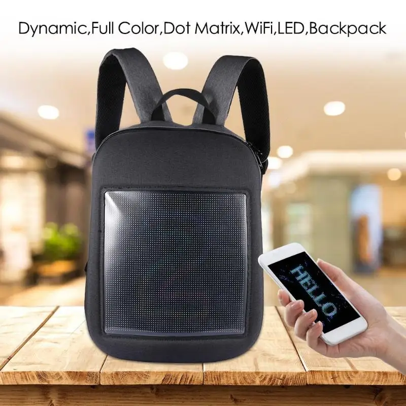 

Dynamic Backpack Colorful Screen Bag 64x64 Full Color Dot Matrix Screen WiFi LED Advertising computer Shoulder Bag