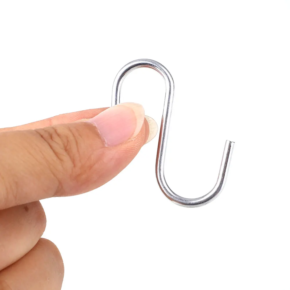 10pcs Powerful Stainless Steel S Hanger Hook Kitchen Bathroom Clothing Clasp