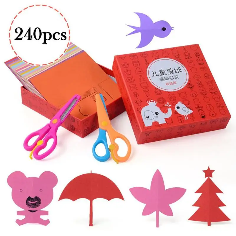 

Children Paper-cut Educational Toys 240/ 200 Pieces Creative Paper Draw Children Handmade DIY Materials Bag Holiday Gift NEW