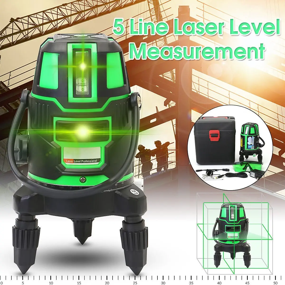 

5 Line 3D Laser Leveler 360 Degree Self Leveling Vertical Horizontal Level Cross Powerful Laser Beam Line Measure Tool