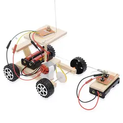 Diy Беспроводной дистанционного Управление гоночный автомобиль модель комплект деревянные детские физической научные эксперименты, Набор