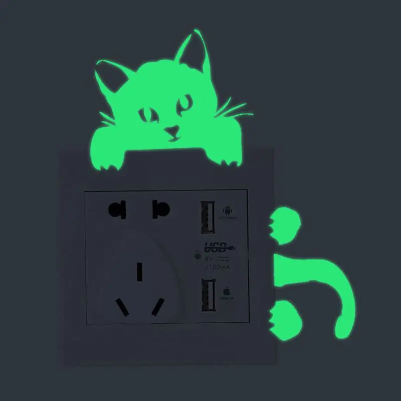 ABFY переключатель наклейки милый креативный котенок светящееся Серебристое