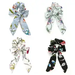 Мода для девочек волосы связей Scrunchies цветочный Для женщин Accesorios галстук Scrunchie резинка для хвоста волос держатель ленты ручной лента для