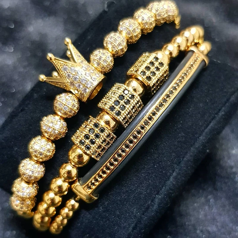 Men's Jewelry Crown Charm Studded Zircon Men's Couple Bracelet Lace Bead Bracelet Men's Bracelet Women's Bracelet Gift gift