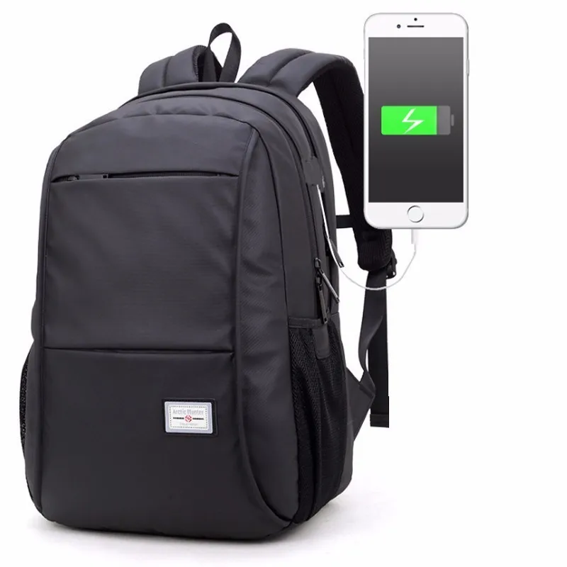 

2018 new men's bag Korean fashion trend charging backpack Oxford cloth laptop USB backpack