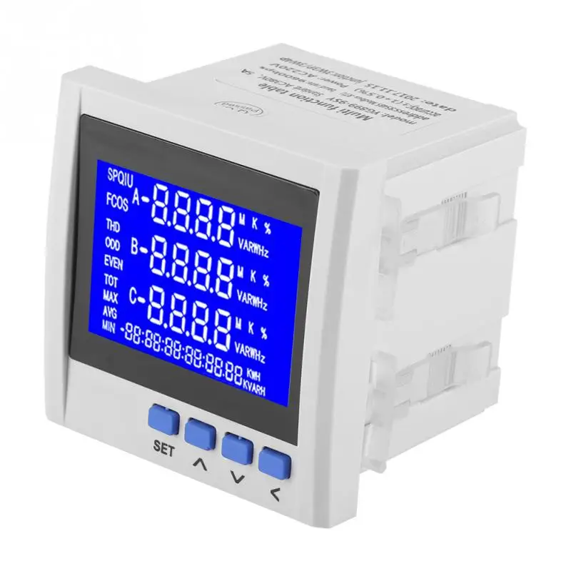 

Multifunction 3-Phase Electric Current Voltage Frequency Power Energy Meter V A Hz kWh RS485 Power Energy Meters