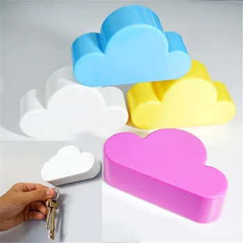 

4 colors available creative cloud shaped magnet keychain wall hangers holder home kit storage racks for living room office decor