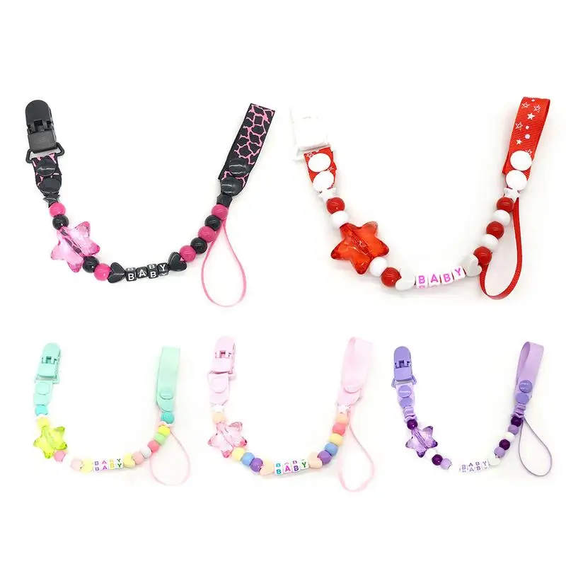 

Baby Soother Beaded Pacifier Clip Chain Teether Anti-Fall Clip Chain Nipple Holder For Infant