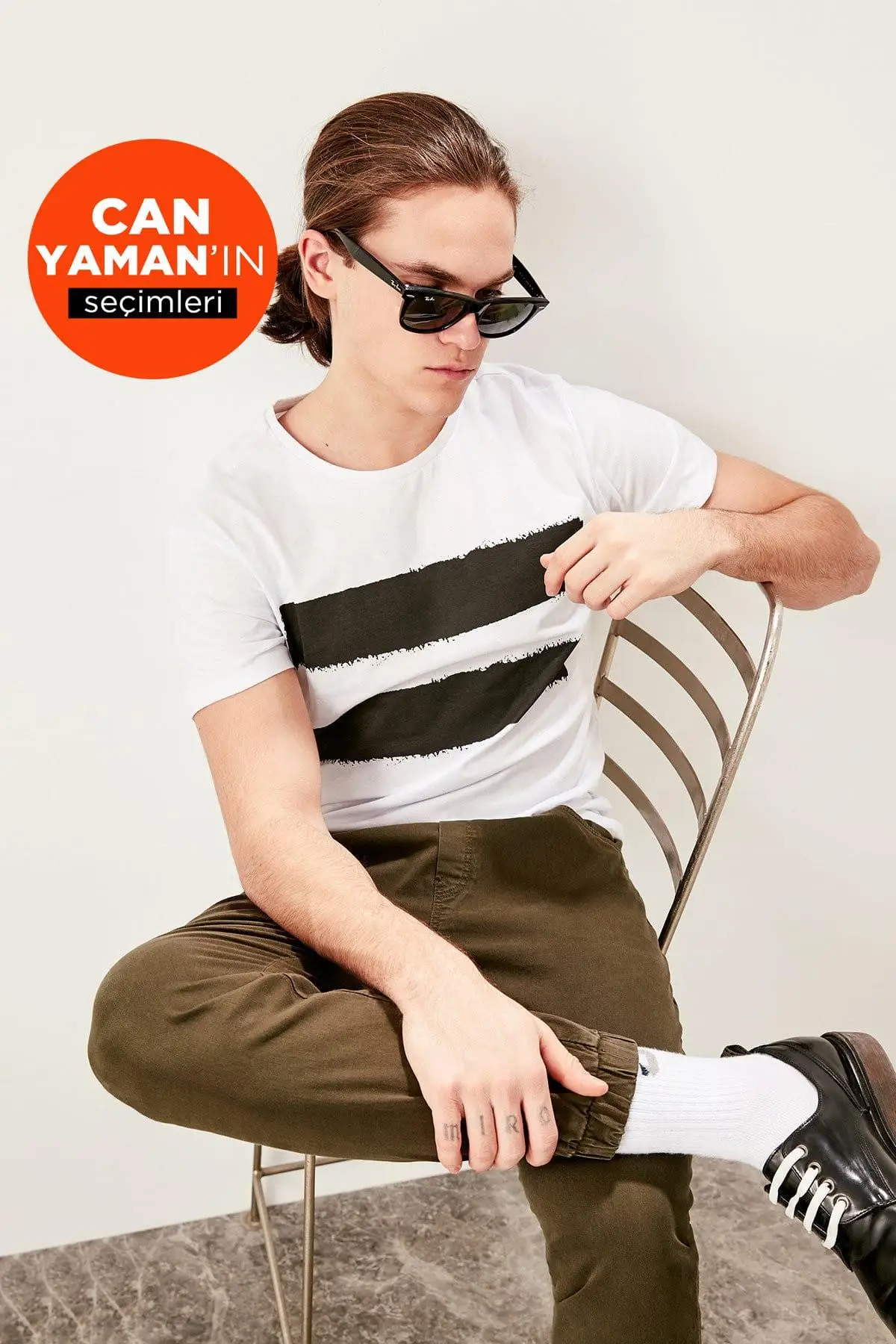 TRENDYOL человек белый мужской Slim Fit Печатных велосипед шеи Футболка TMNSS19BO0028 | Женская